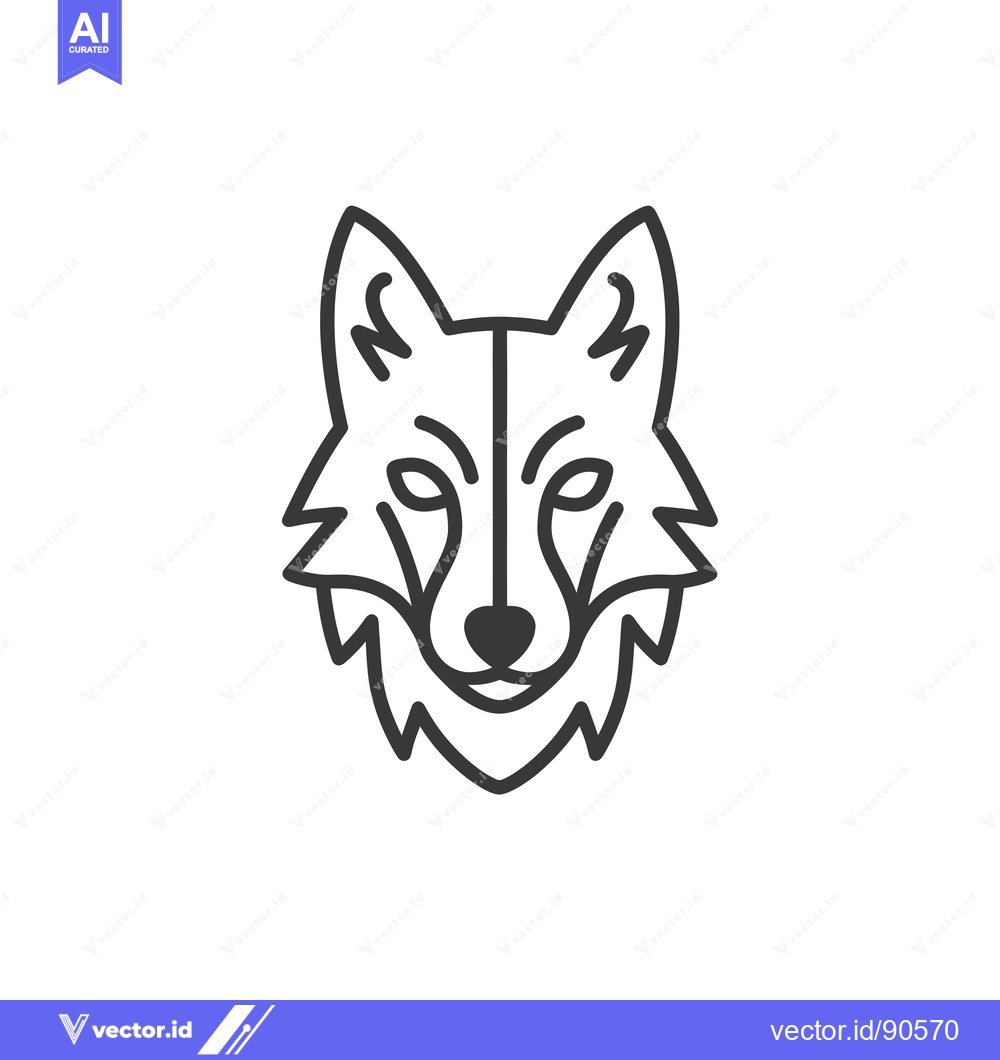 Premium Vector dari Outline Illustration of a Wolf's Head