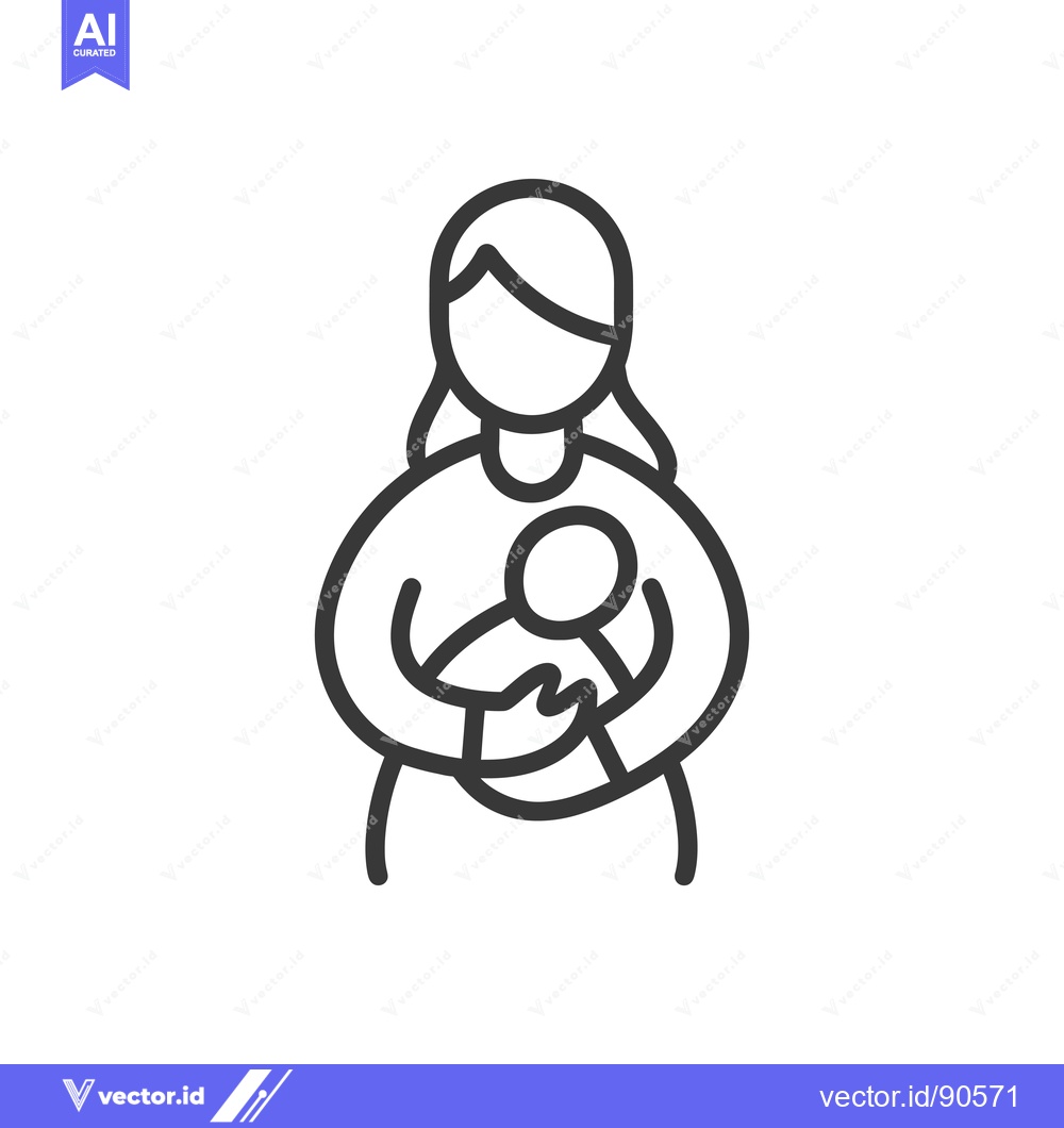 Premium Vector of Outline Illustration of a Woman Holding a Baby