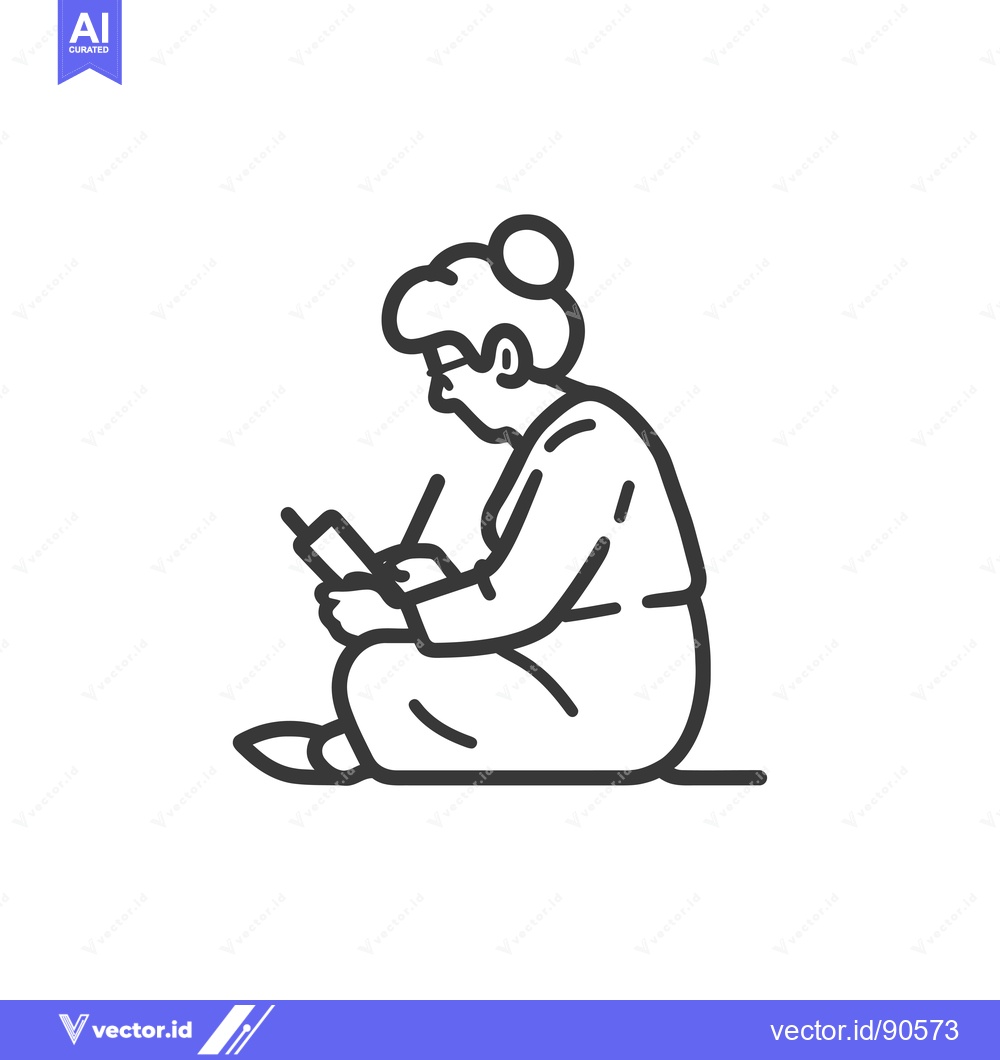 Premium Vector dari Outline Illustration of a Woman Sitting and Writing
