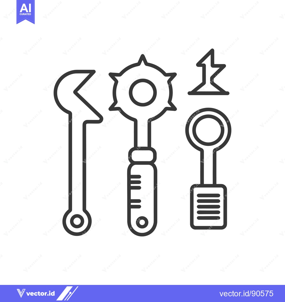 Premium Vector dari Outline illustration of a wrench, screwdriver, and a circular saw