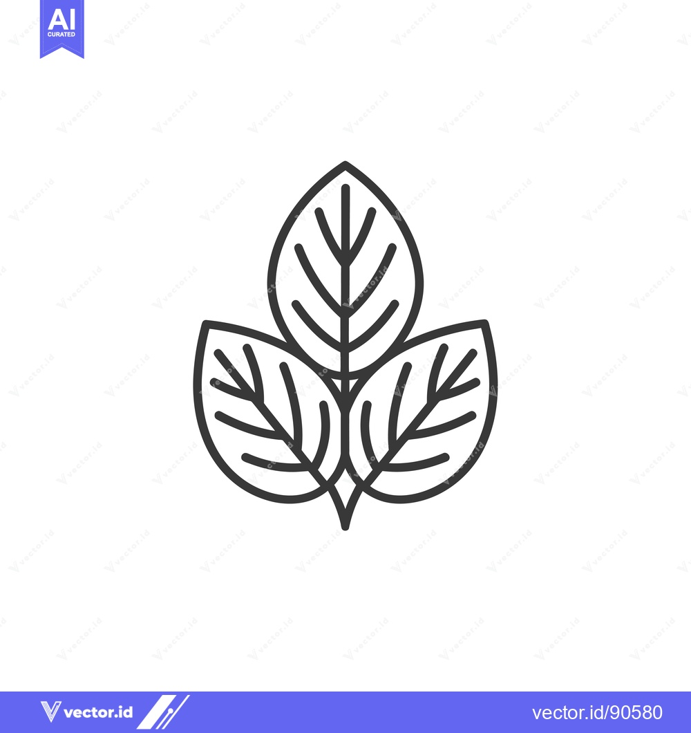 Premium Vector of Outline Illustration of Three Simple Leaves