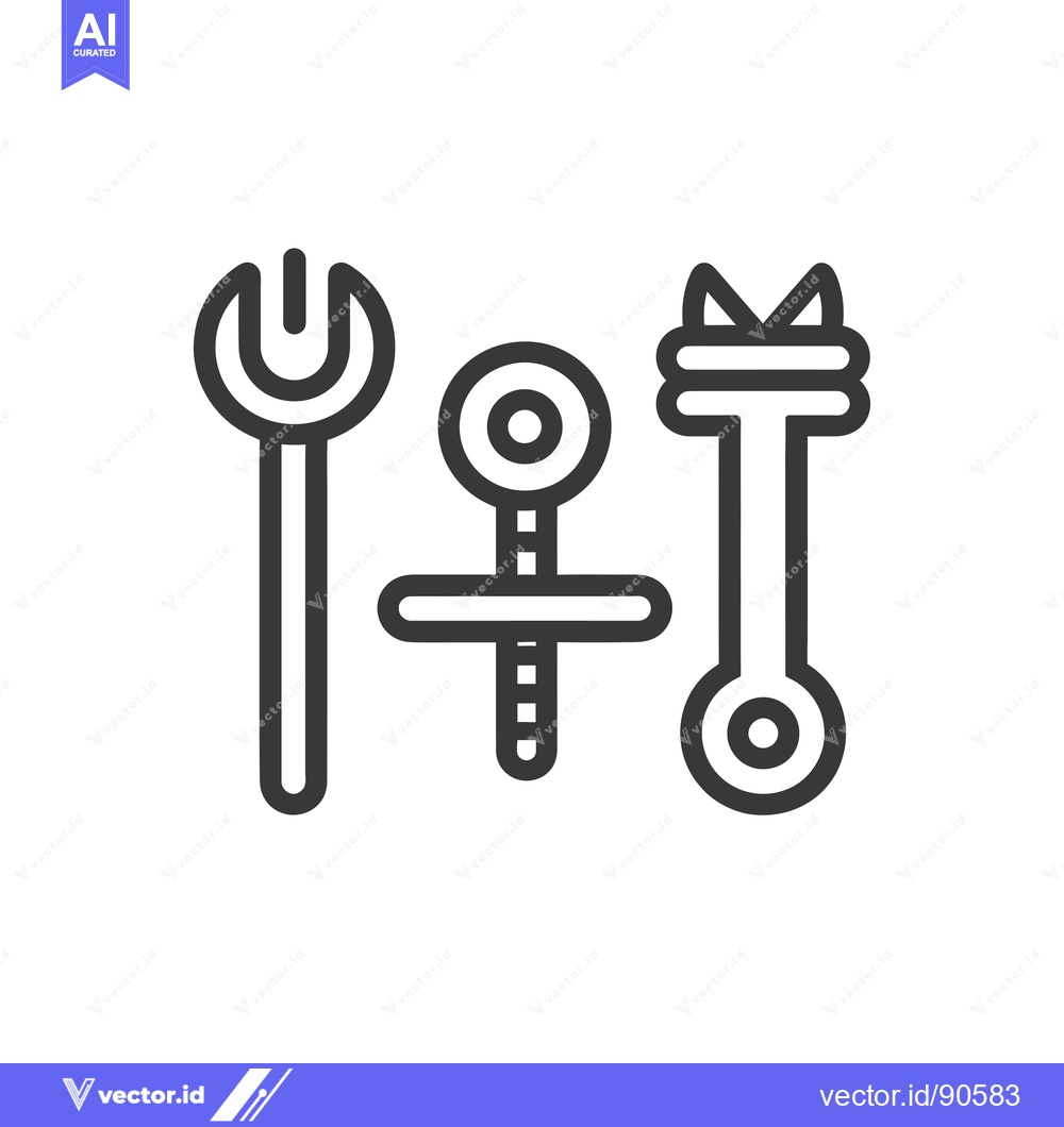 Premium Vector dari Outline illustration of wrench, screw and bolt