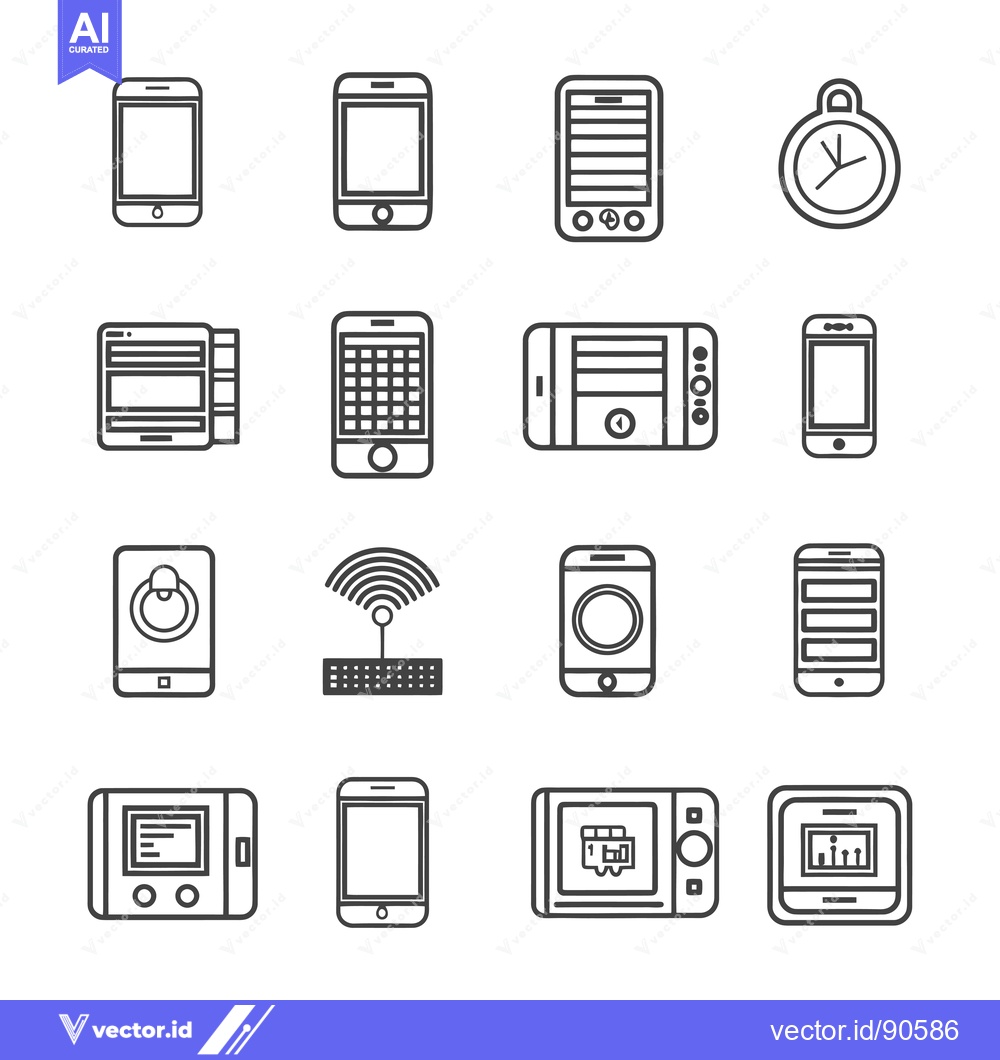 Premium Vector dari Outline Illustrations of Mobile Devices and Accessories