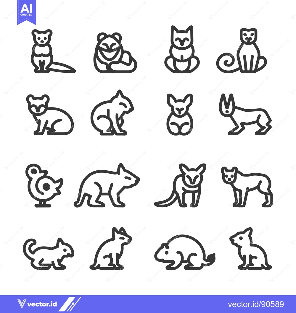 Premium Vector of Outline Illustrations of Various Animals in Sitting and Standing Posit
