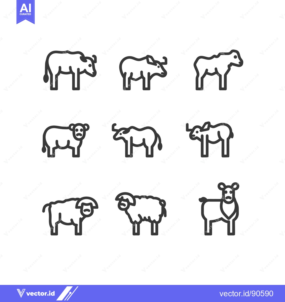 Premium Vector dari Outline Illustrations of Various Domestic Farm Animals