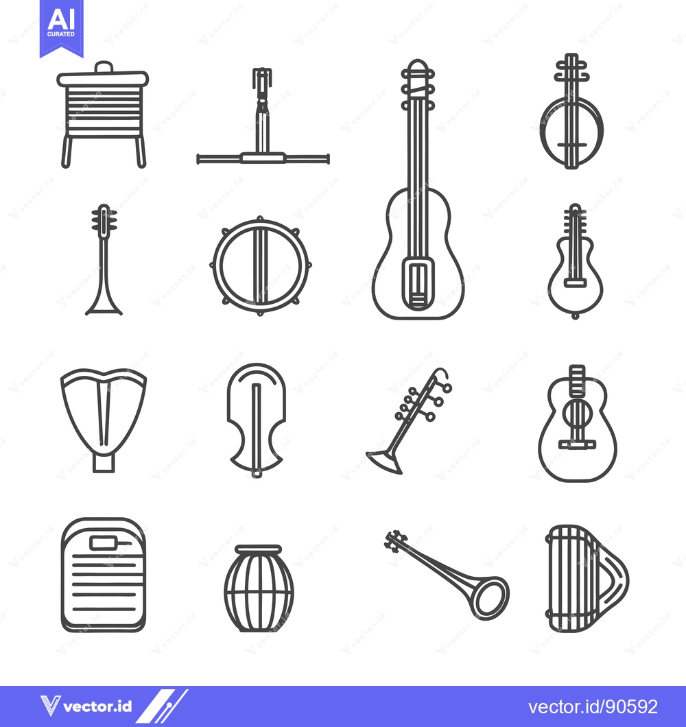 Premium Vector dari Outline Illustrations of Various Musical Instruments