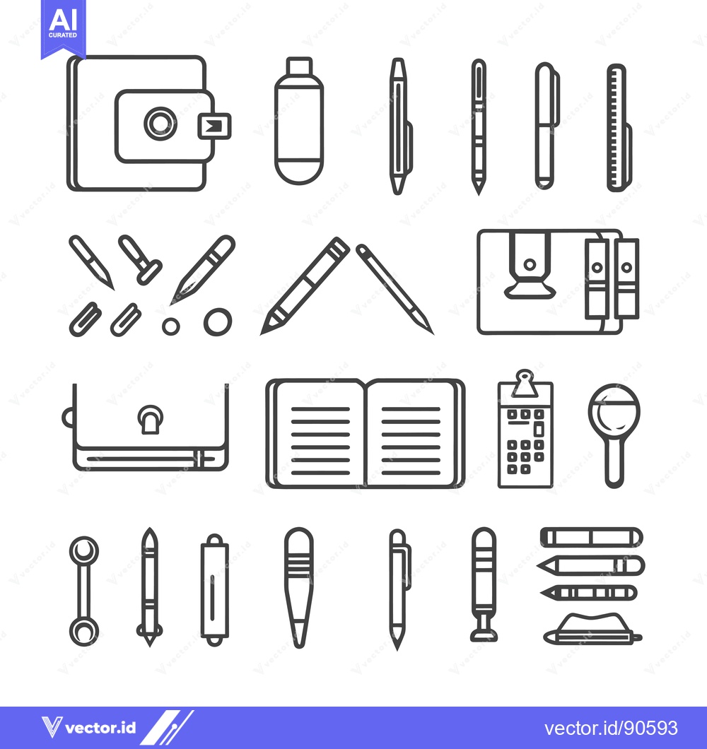 Premium Vector dari Outline Illustrations of Various Writing and Drawing Tools