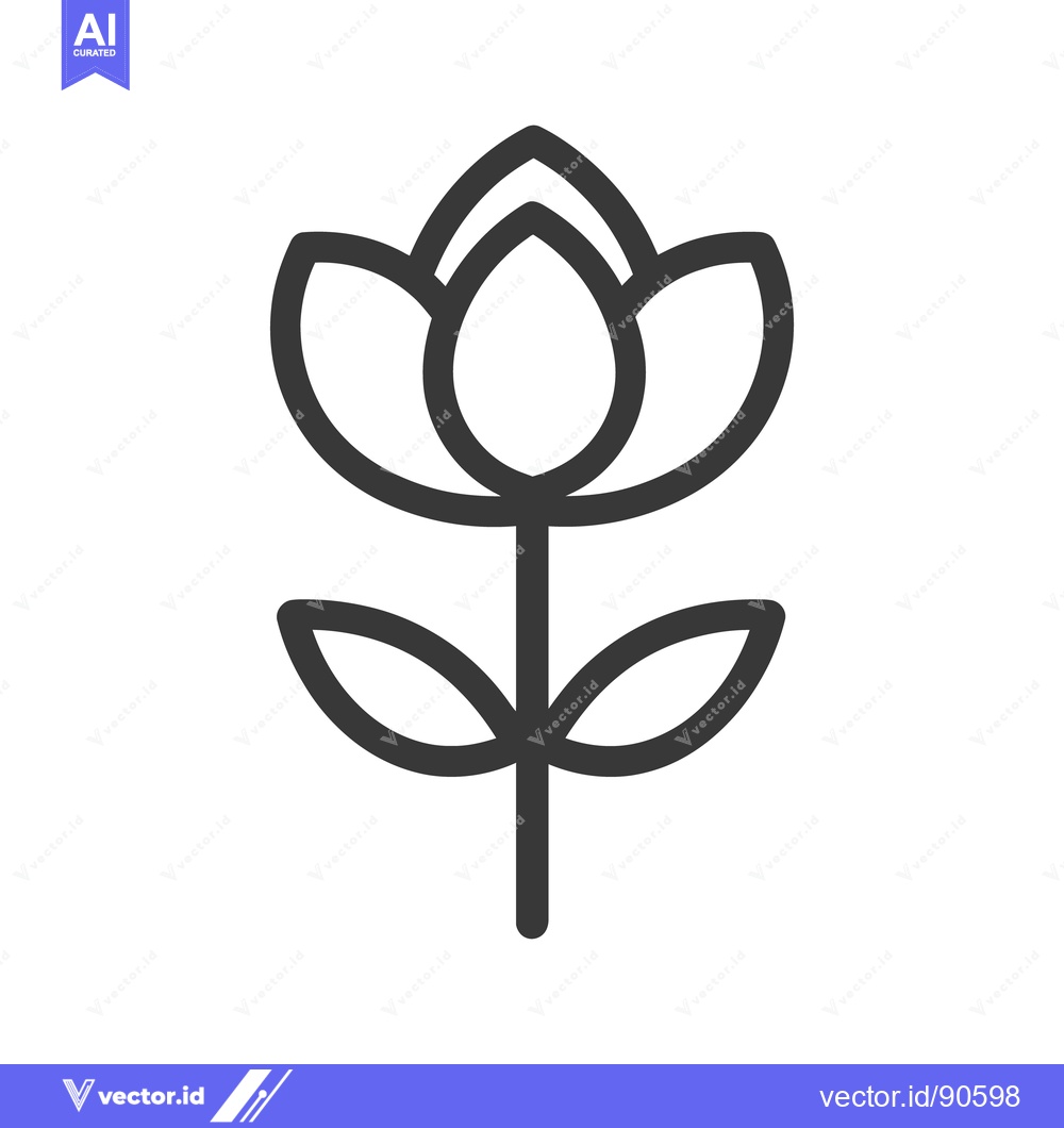 Premium Vector of A simple black line drawing of a floral plant with petals
