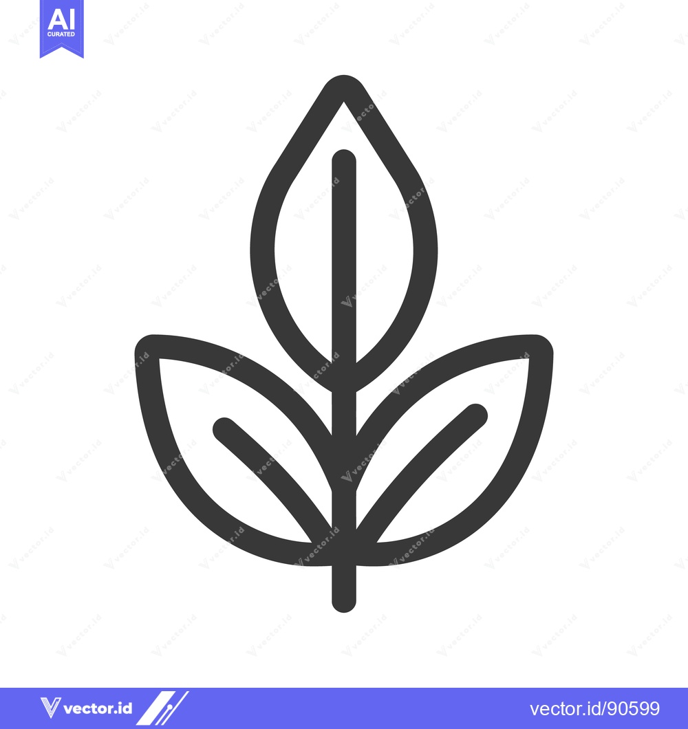 Premium Vector of A simple black and white illustration of green leaves on a stem