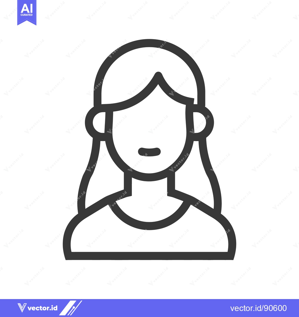 Premium Vector dari A simple outline drawing of a woman with long hair