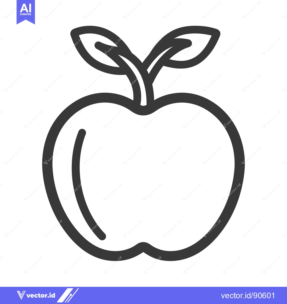 Premium Vector dari A simple graphic black and white drawing of an apple