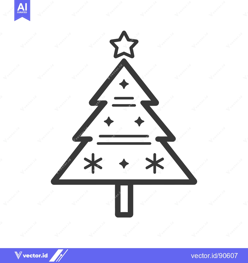Premium Vector dari Outline of a Christmas Tree with a Star on Top