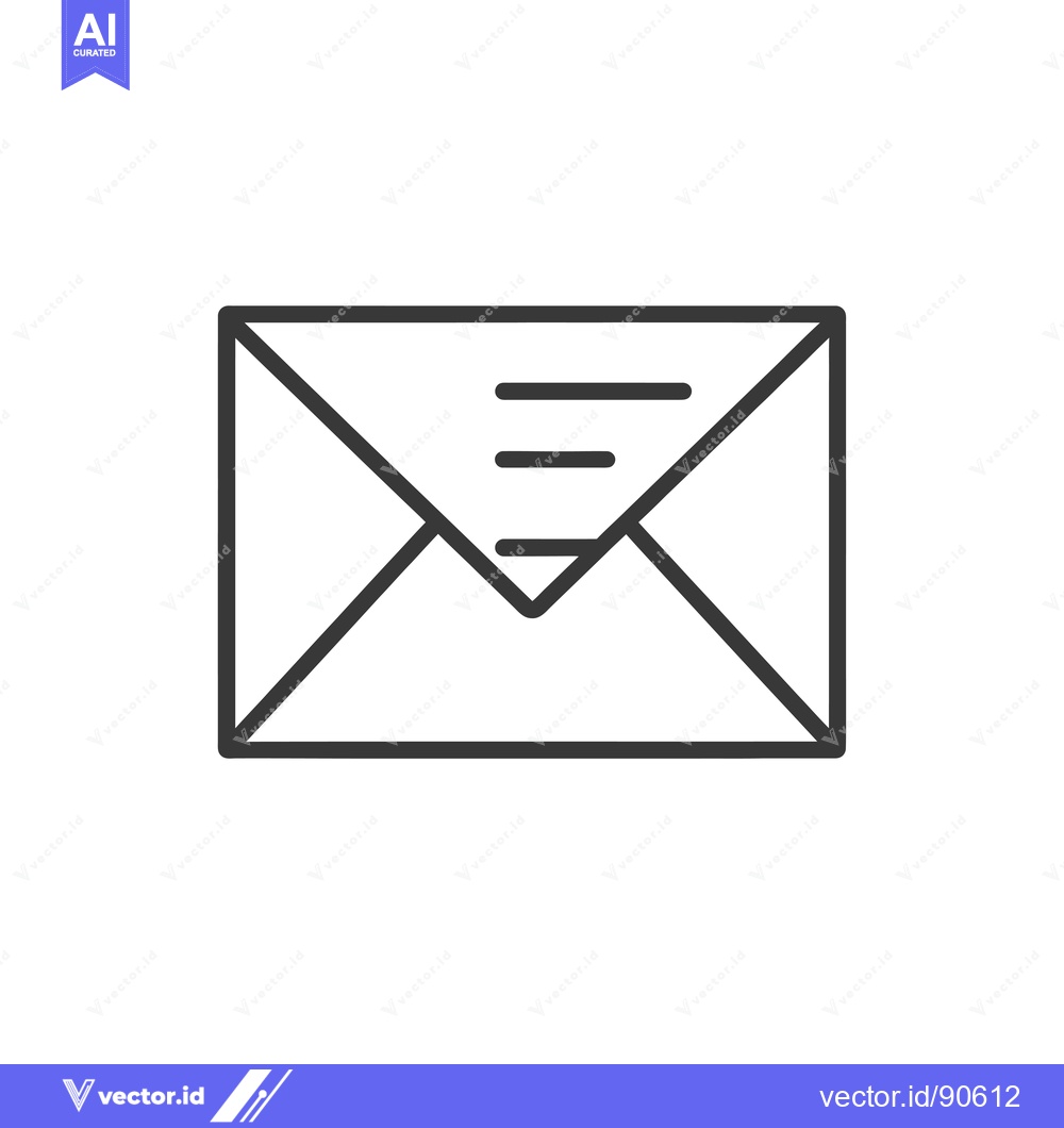 Premium Vector dari Outline of a Closed Envelope with Three Horizontal Lines Inside