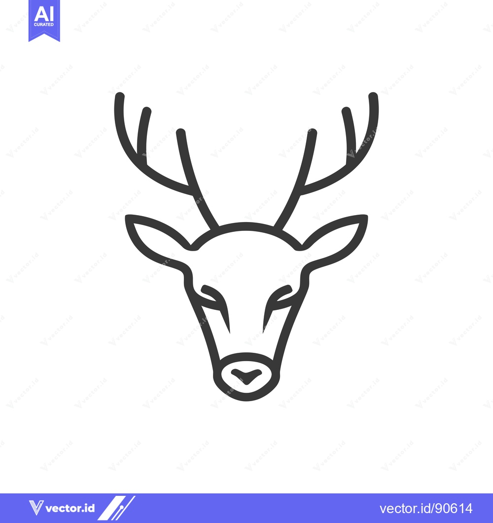 Premium Vector of Outline of a Deer's Head with Antlers