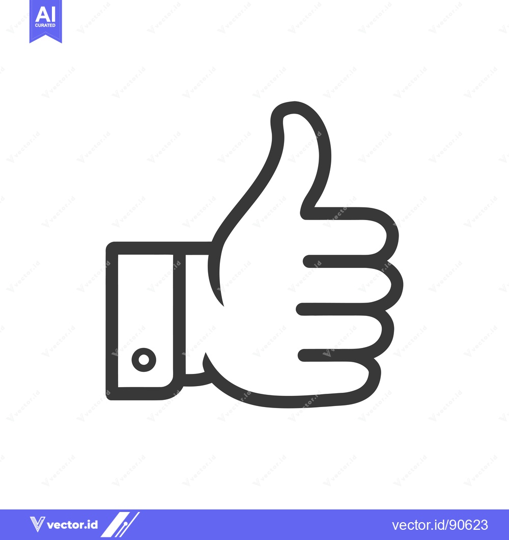 Premium Vector dari Outline of a hand with the thumb raised in a "thumbs-up" gesture.