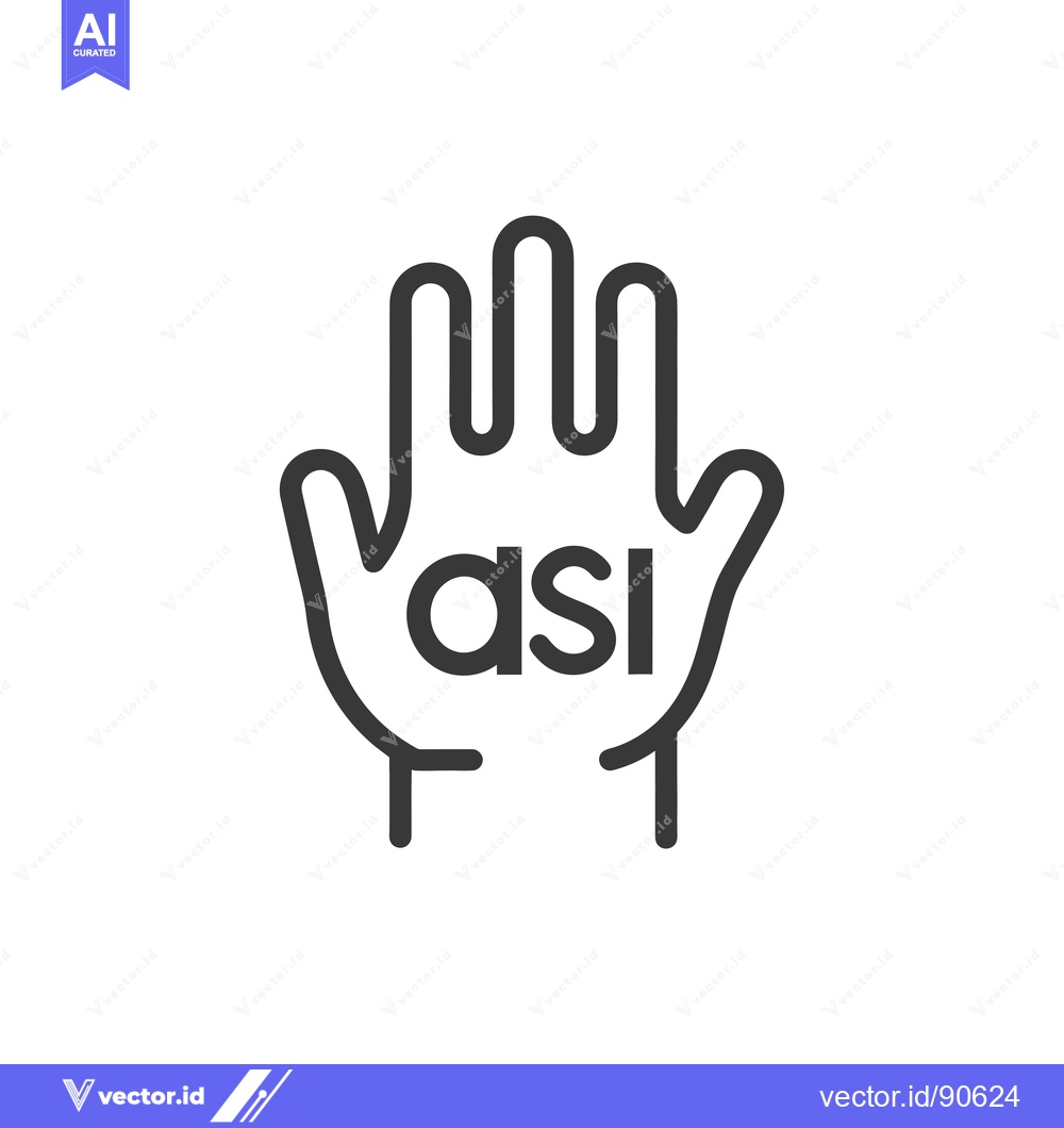 Premium Vector of Outline of a hand with the word "ASI" inscribed on the palm