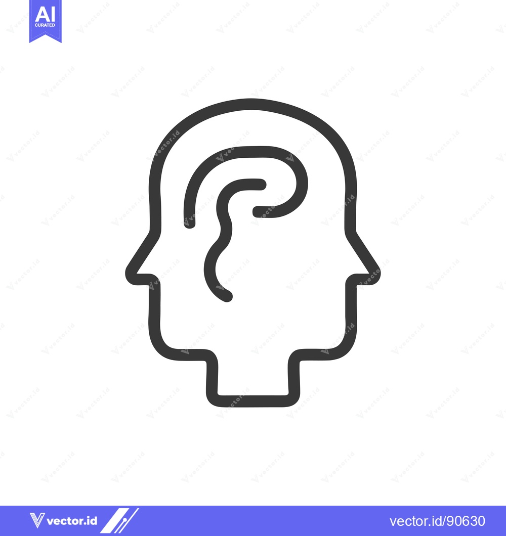 Premium Vector of Outline of a Human Head with a Brain Inside