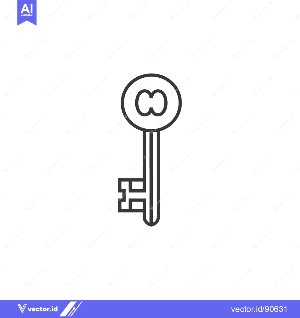 Premium Vector of Outline of a key with a circle at the top containing the letter C