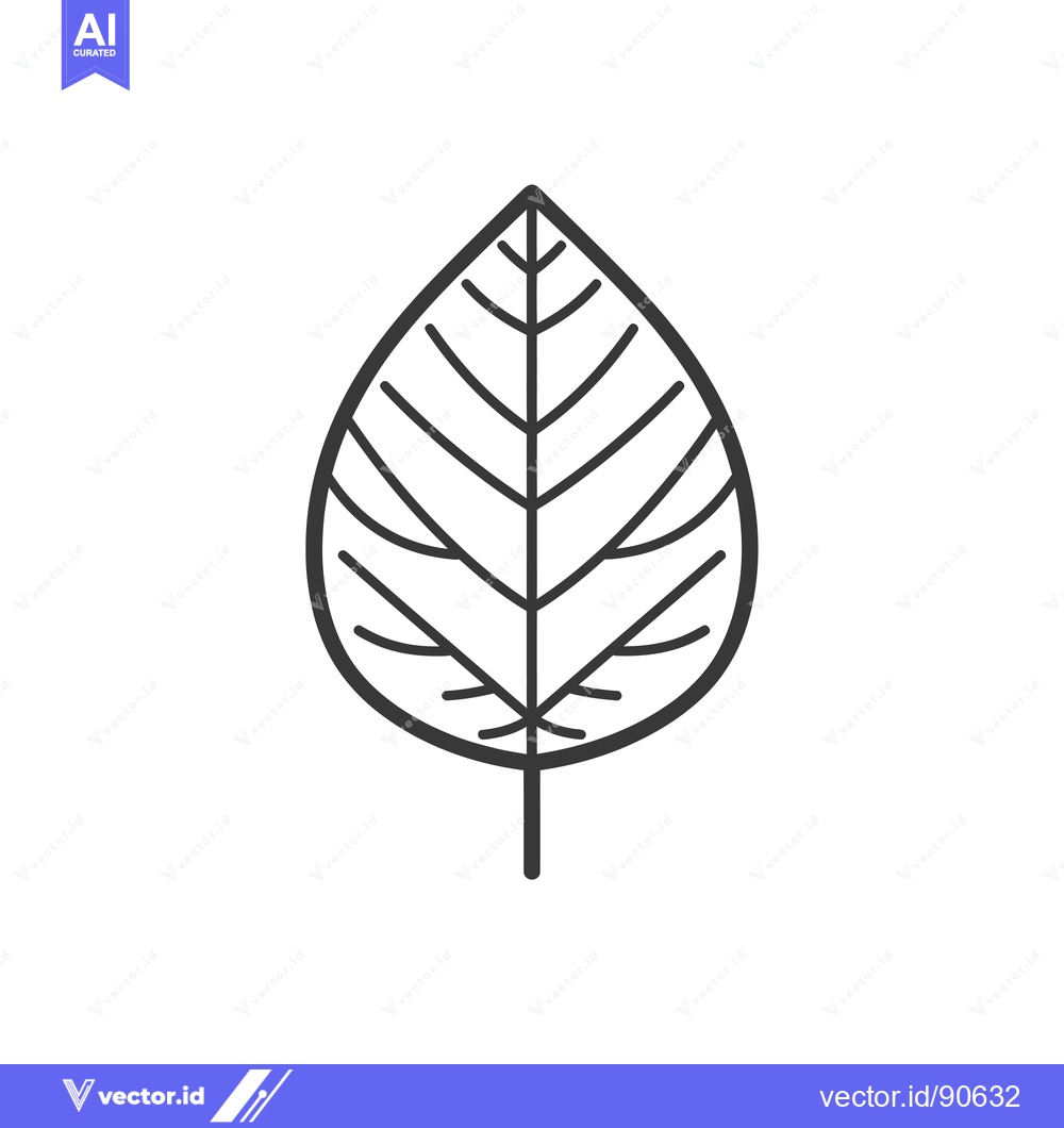 Premium Vector dari Outline of a Leaf with Detailed Veins