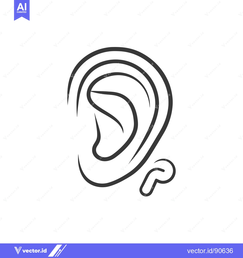 Premium Vector dari Outline of an ear with an earbud