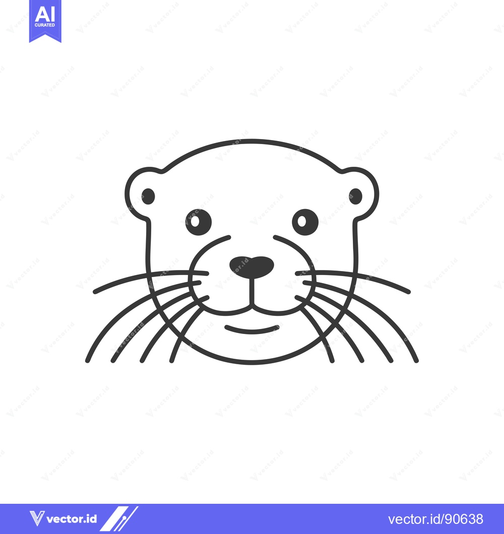 Premium Vector of Outline of an otter's face with whiskers