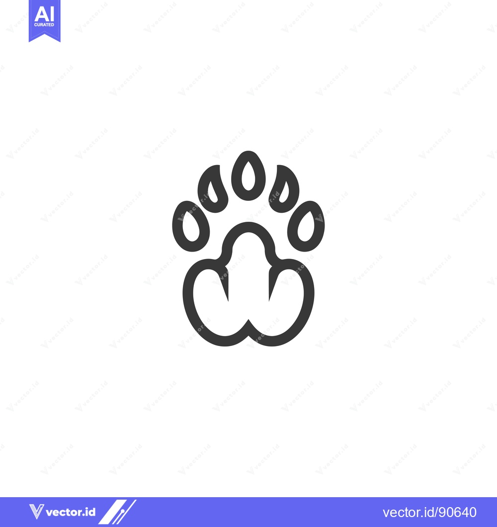 Premium Vector of Outline of a Paw Print with Five Toes