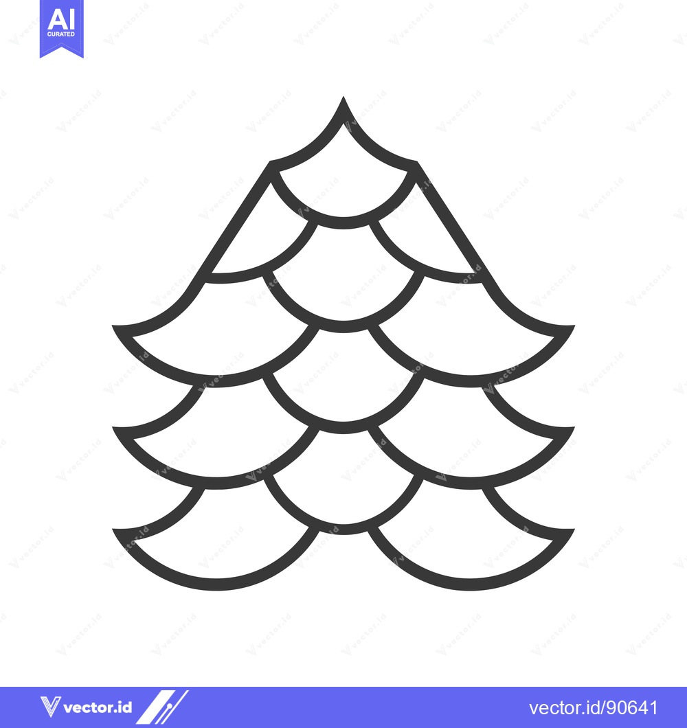 Premium Vector dari Outline of a pine cone with multiple overlapping scales