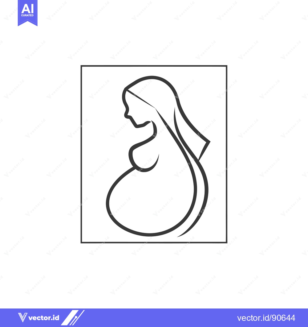 Premium Vector of Outline of a Pregnant Woman in a Simple Dress
