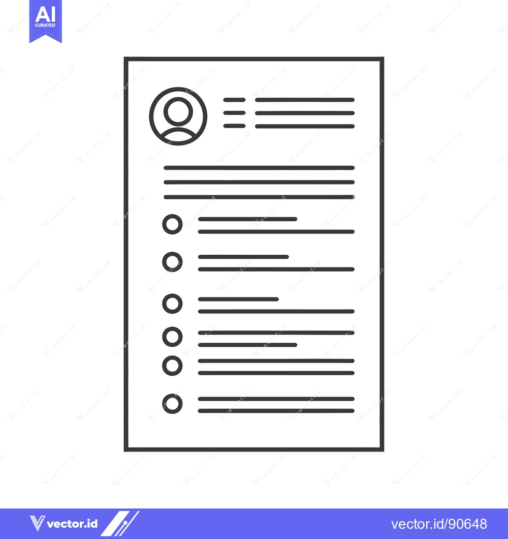 Premium Vector dari Outline of a Resume with a Profile Picture and Checklist
