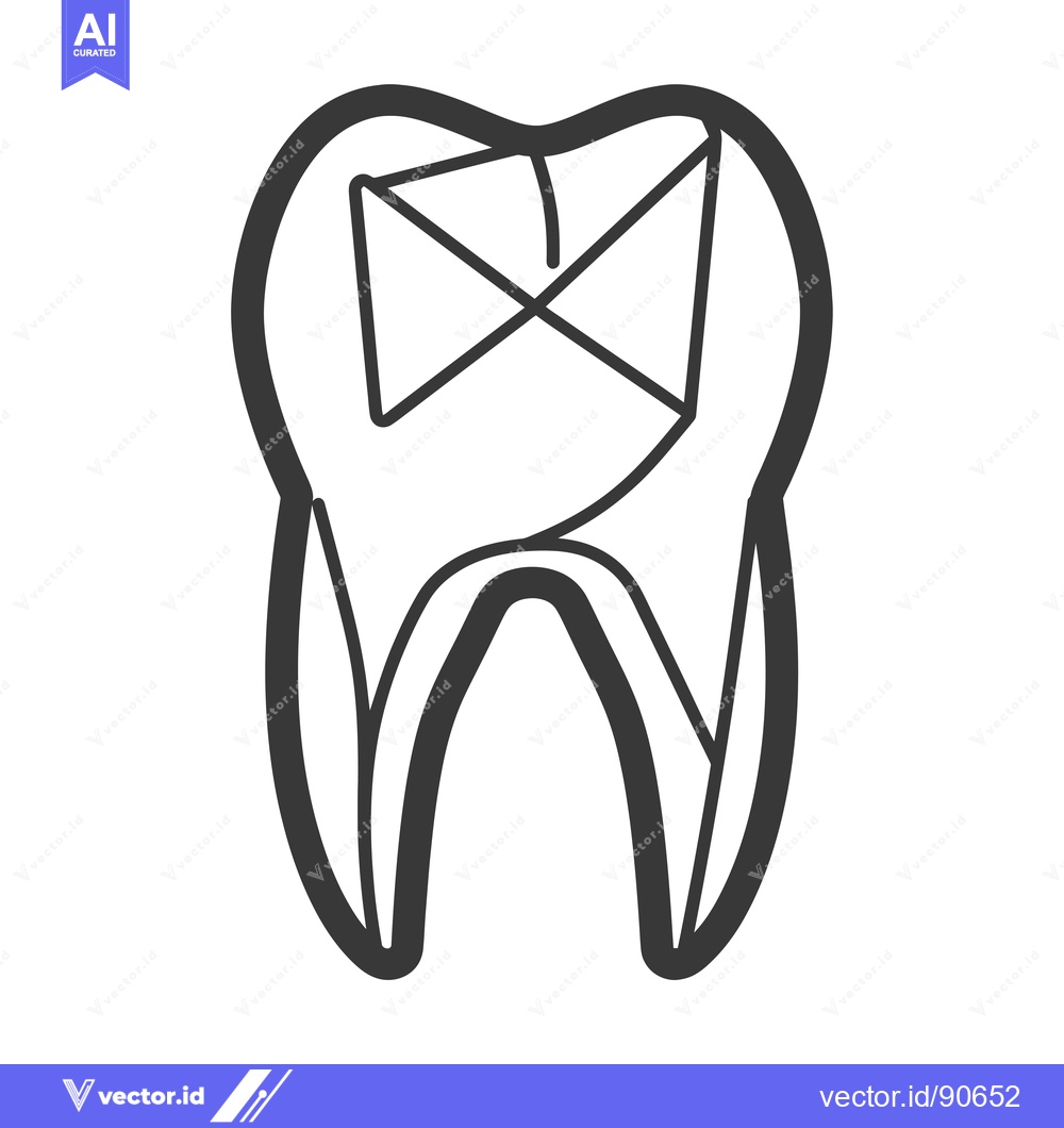 Premium Vector of Outline of a tooth with a geometric pattern inside