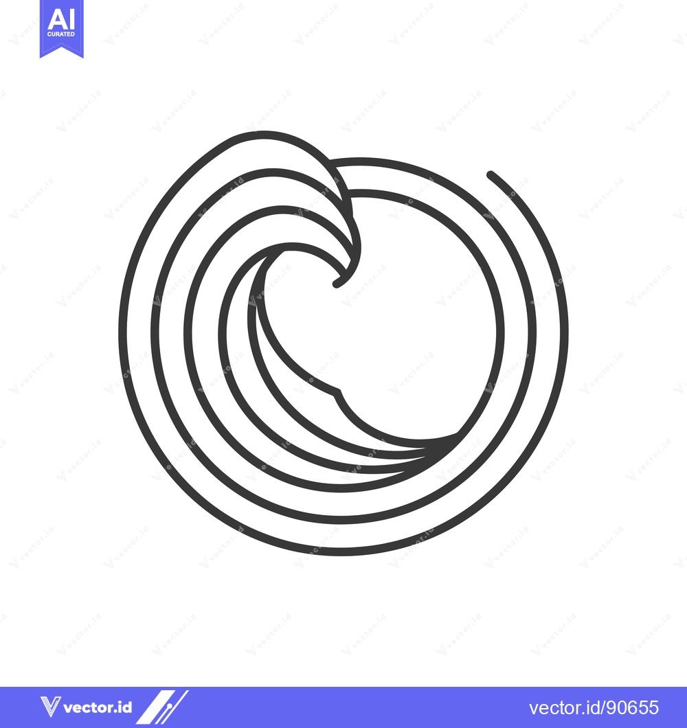 Premium Vector dari Outline of a wave breaking in a circle
