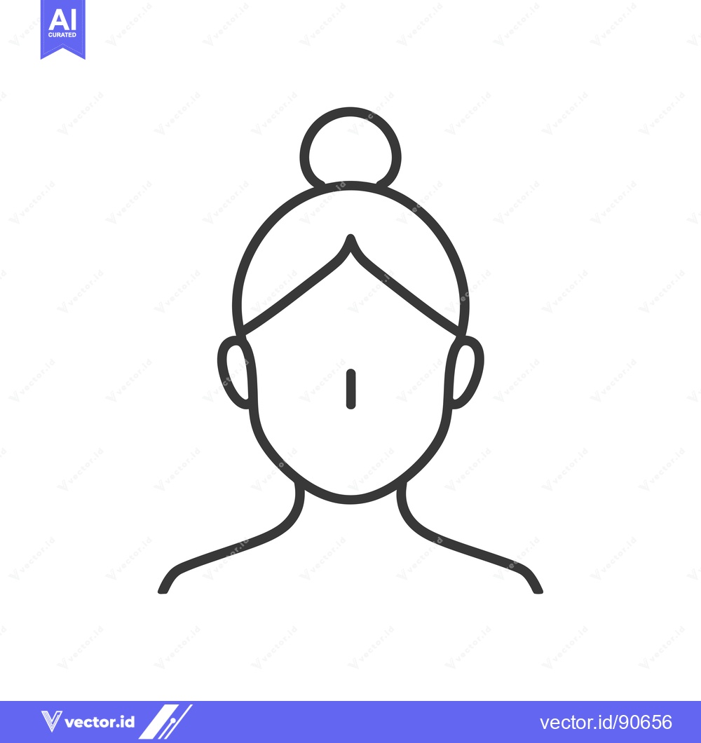 Premium Vector dari Outline of a Woman's Head and Shoulders with Hair in a Bun