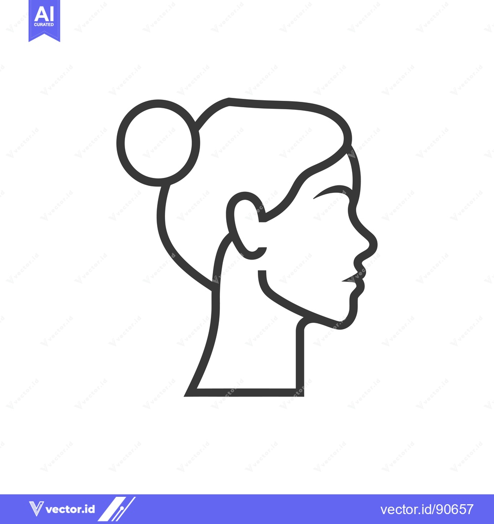 Premium Vector of Outline of a Woman's Head in Profile with a Bun