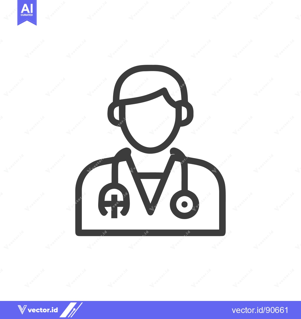 Premium Vector of Minimalist Doctor Icon: Professional Outline with Stethoscope Detail