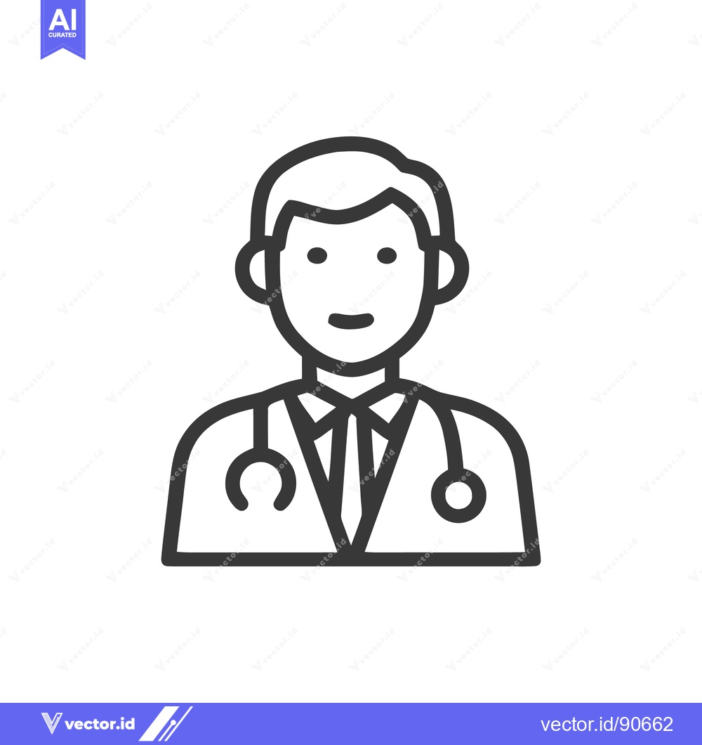 Premium Vector of Doctor Icon: Minimalist Line Art of Medical Professional with Stethosc