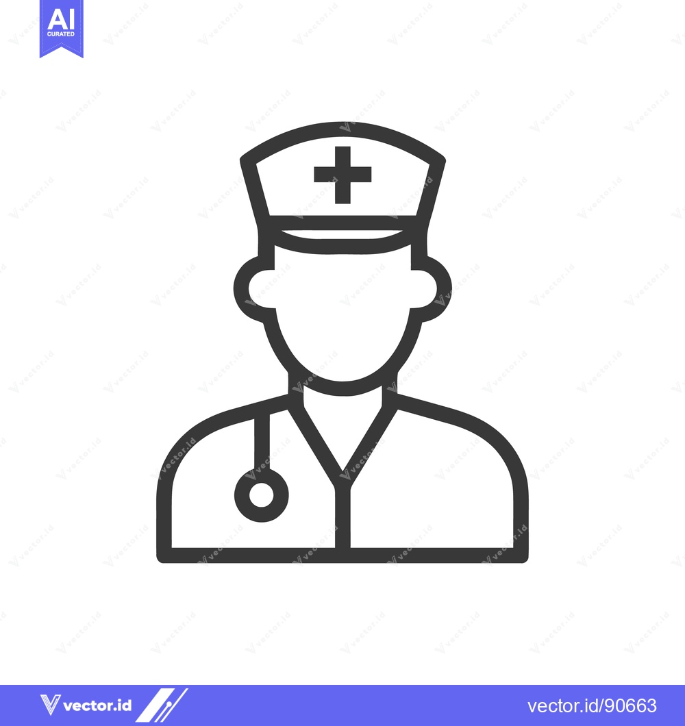 Premium Vector of Minimalist Nurse Icon: Healthcare Professional with Stethoscope and Ca