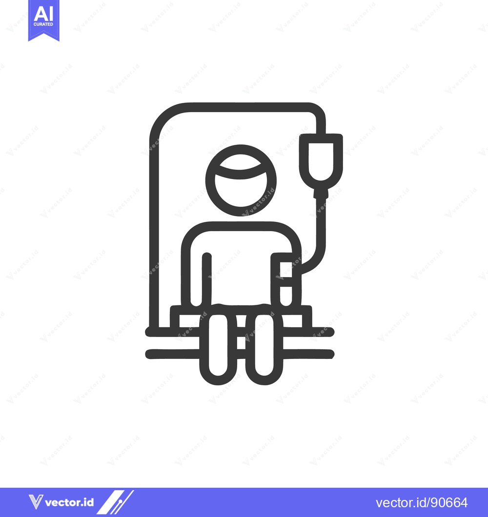 Premium Vector of Minimalist Line Art: Patient Receiving IV Drip in Hospital Bed Illustr