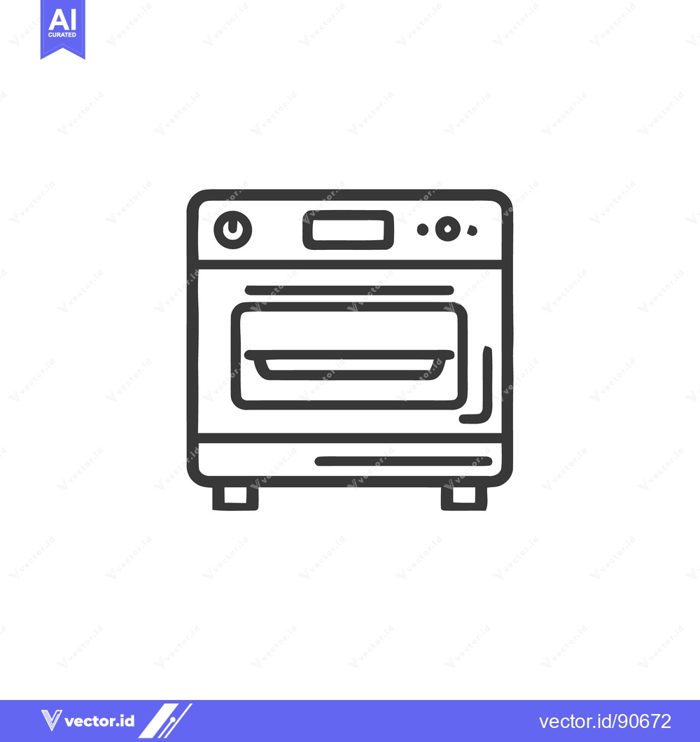 Premium Vector dari Modern Oven Icon: Minimalist Line Art Kitchen Appliance Design