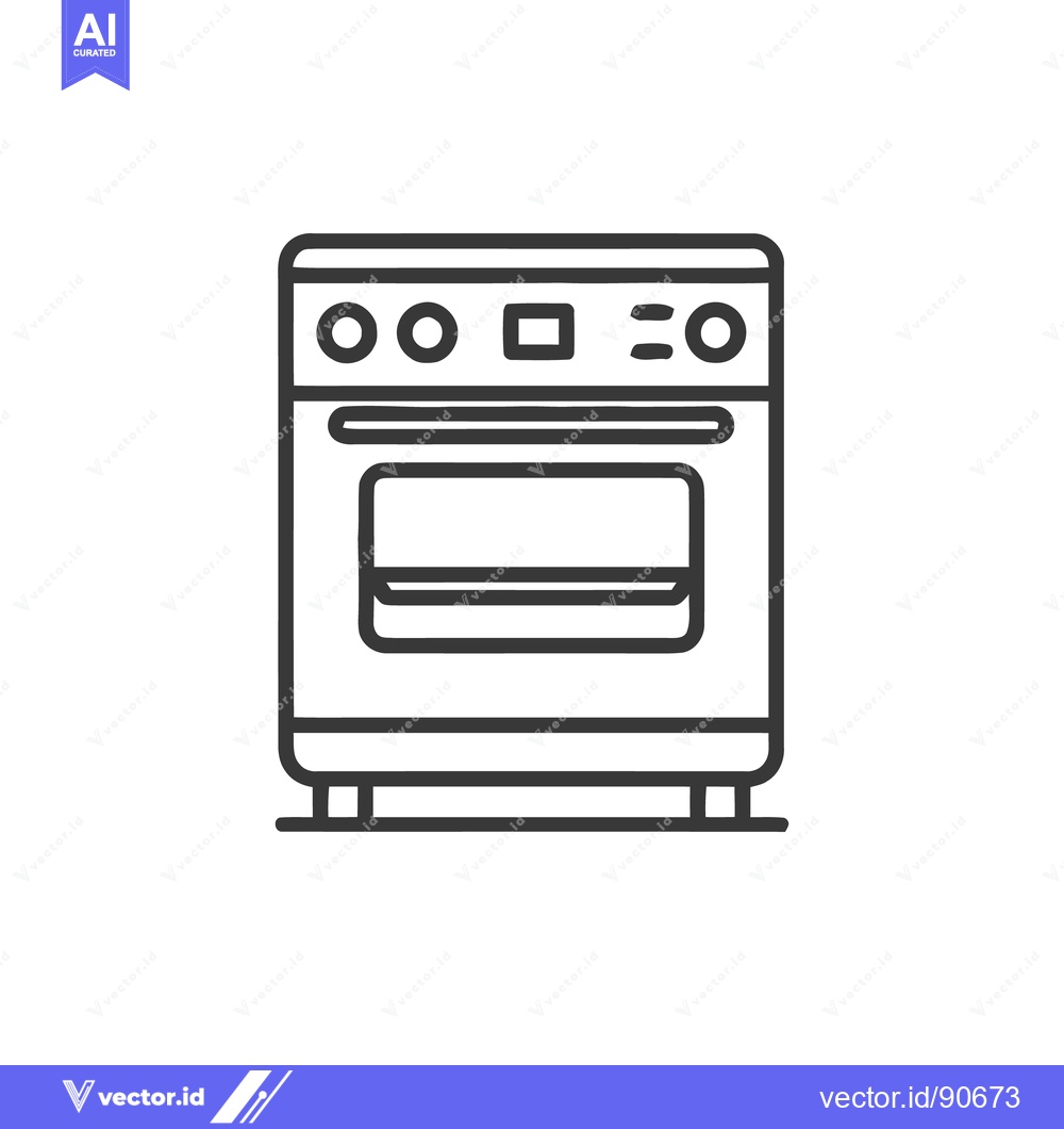 Premium Vector dari Minimalist Oven Icon: Clean Line Art for Kitchen Appliance Design