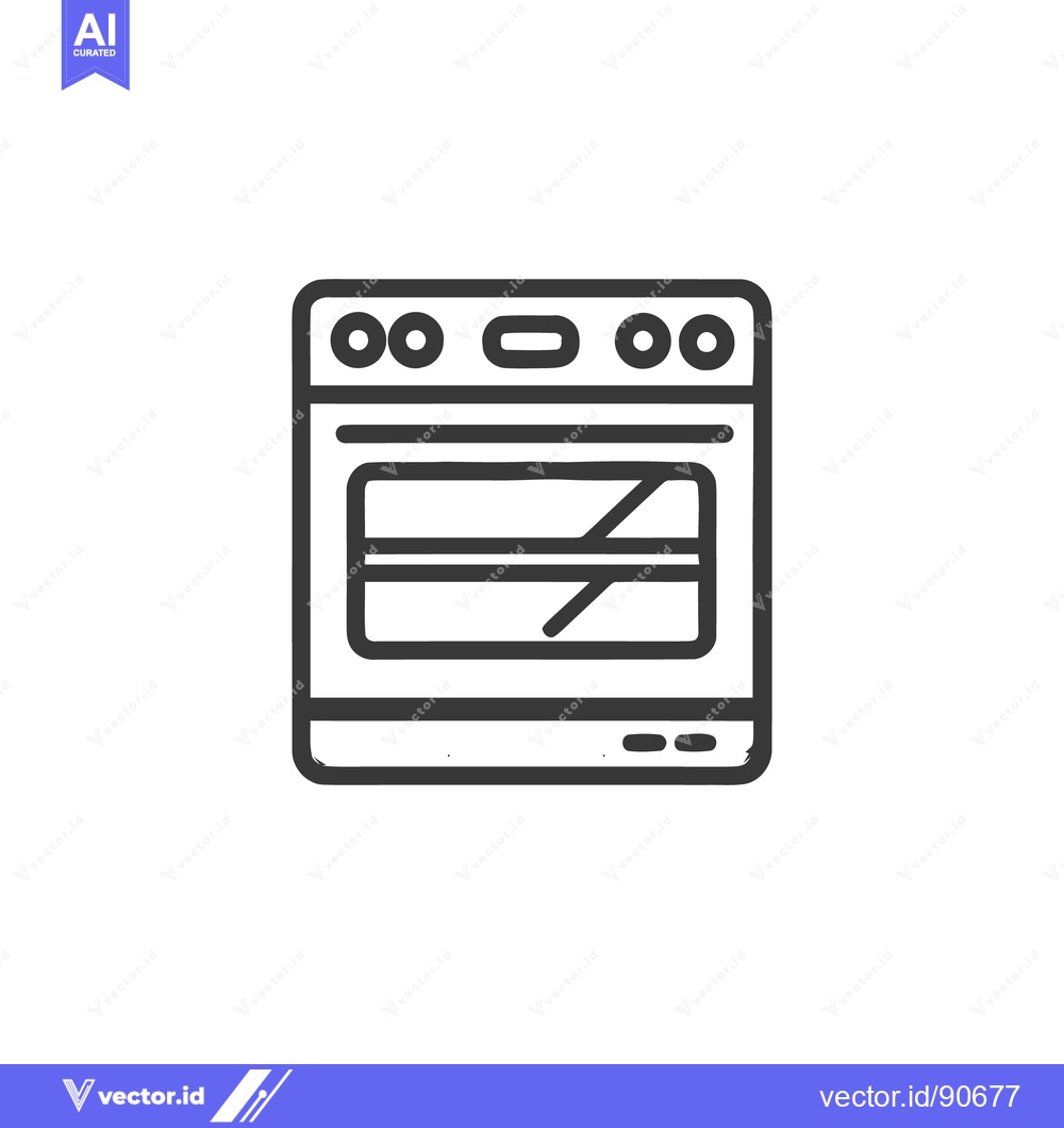 Premium Vector dari Minimalist Oven Icon: Clean Line Art for Kitchen Appliance Design