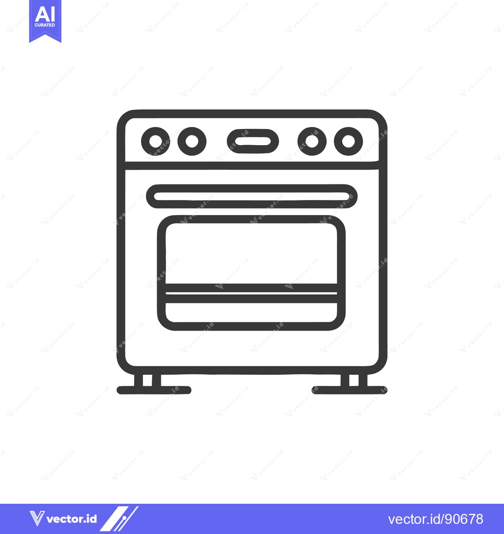 Premium Vector dari Minimalist Line Art of a Modern Kitchen Oven Appliance