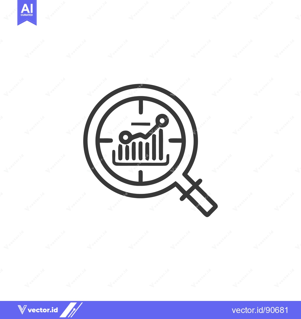 Premium Vector dari Magnifying Glass Focuses on Ascending Financial Chart, Data Analysis