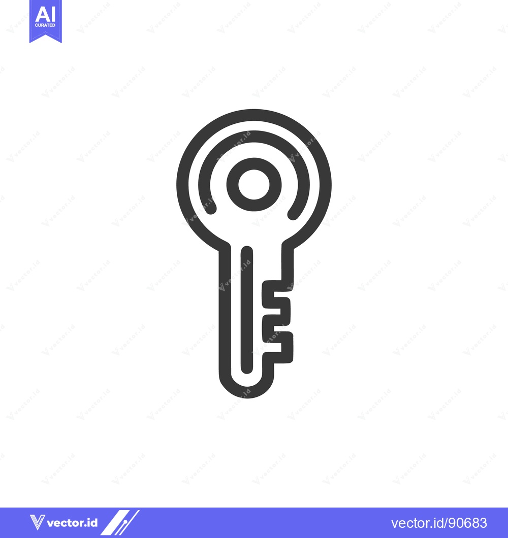 Premium Vector dari Minimalist Key Icon: Bold Outline on White Background, Security Symbol
