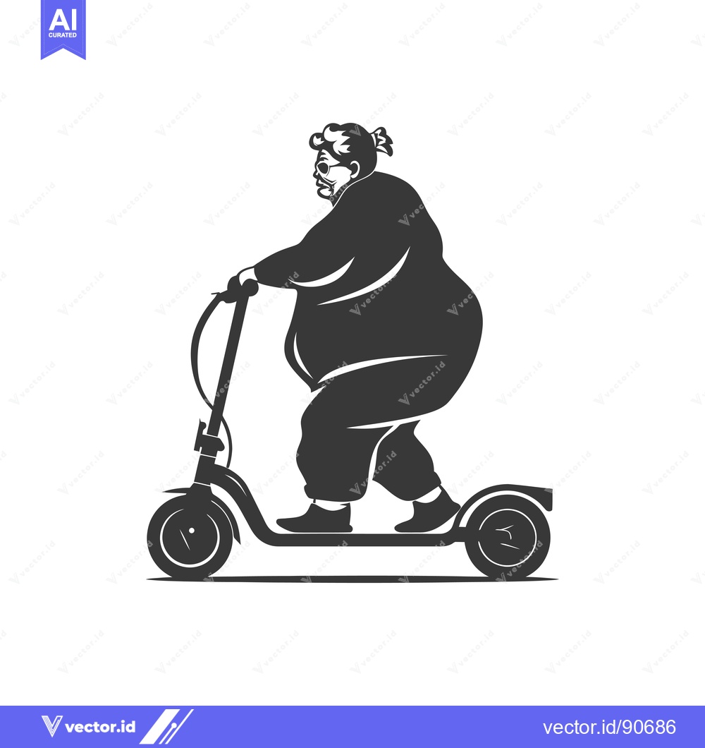 Premium Vector dari Overweight Elderly Woman Riding a Scooter