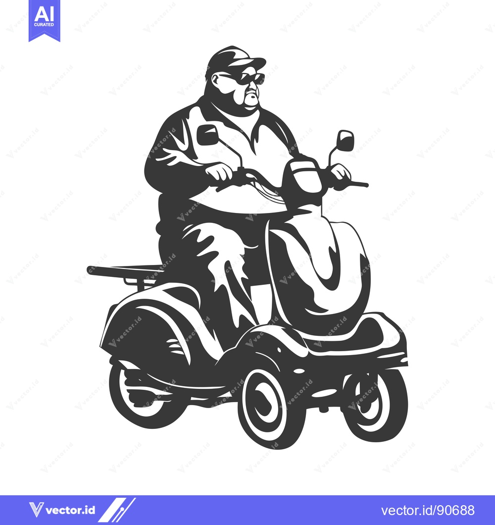 Premium Vector dari Overweight Man Driving a Mobility Scooter