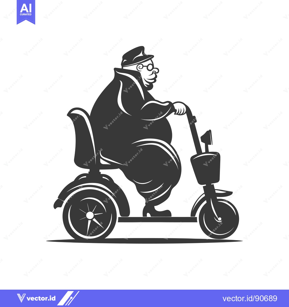 Premium Vector dari Overweight Man Driving a Mobility Scooter