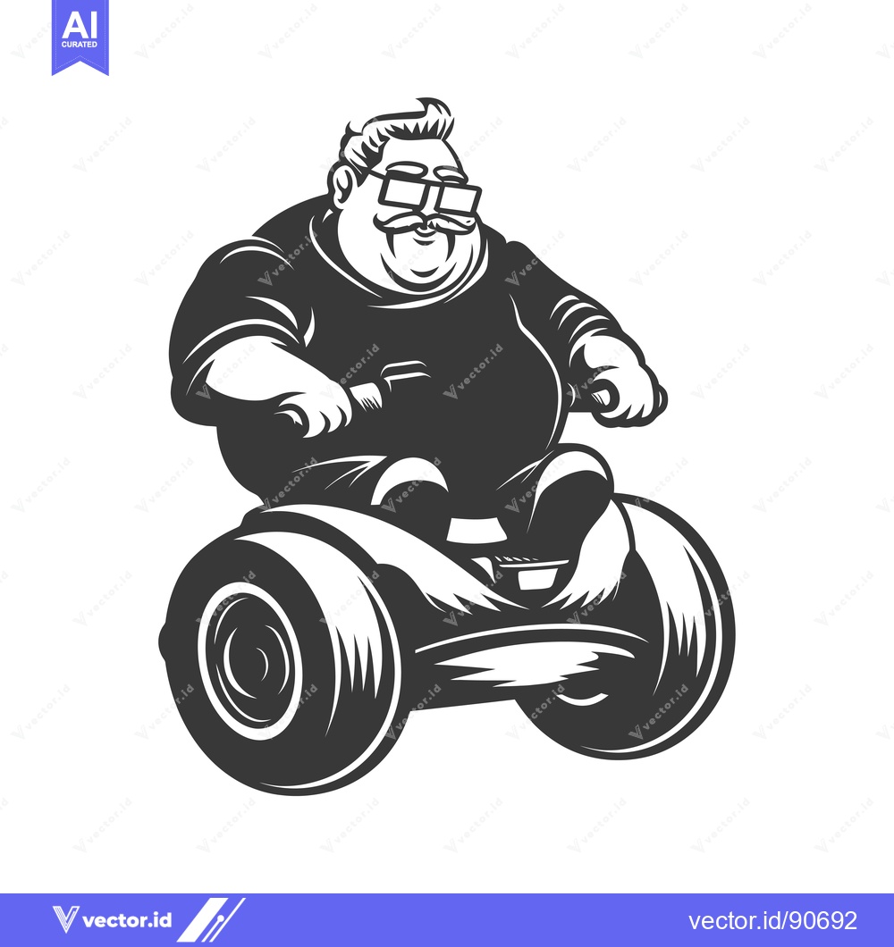 Premium Vector of Overweight Man in Glasses Driving a Quad Bike