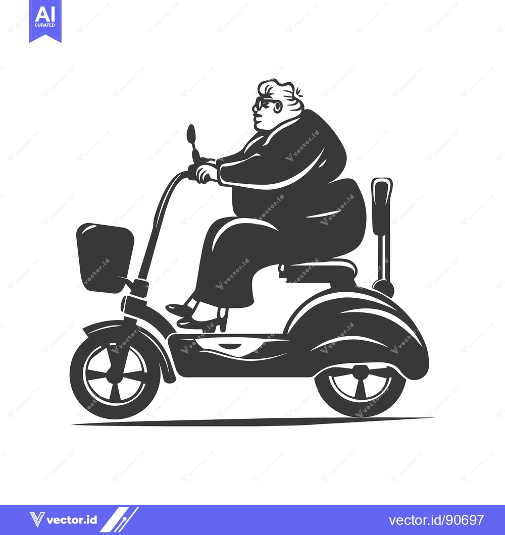 Premium Vector dari Overweight Man in Sunglasses Riding a Scooter