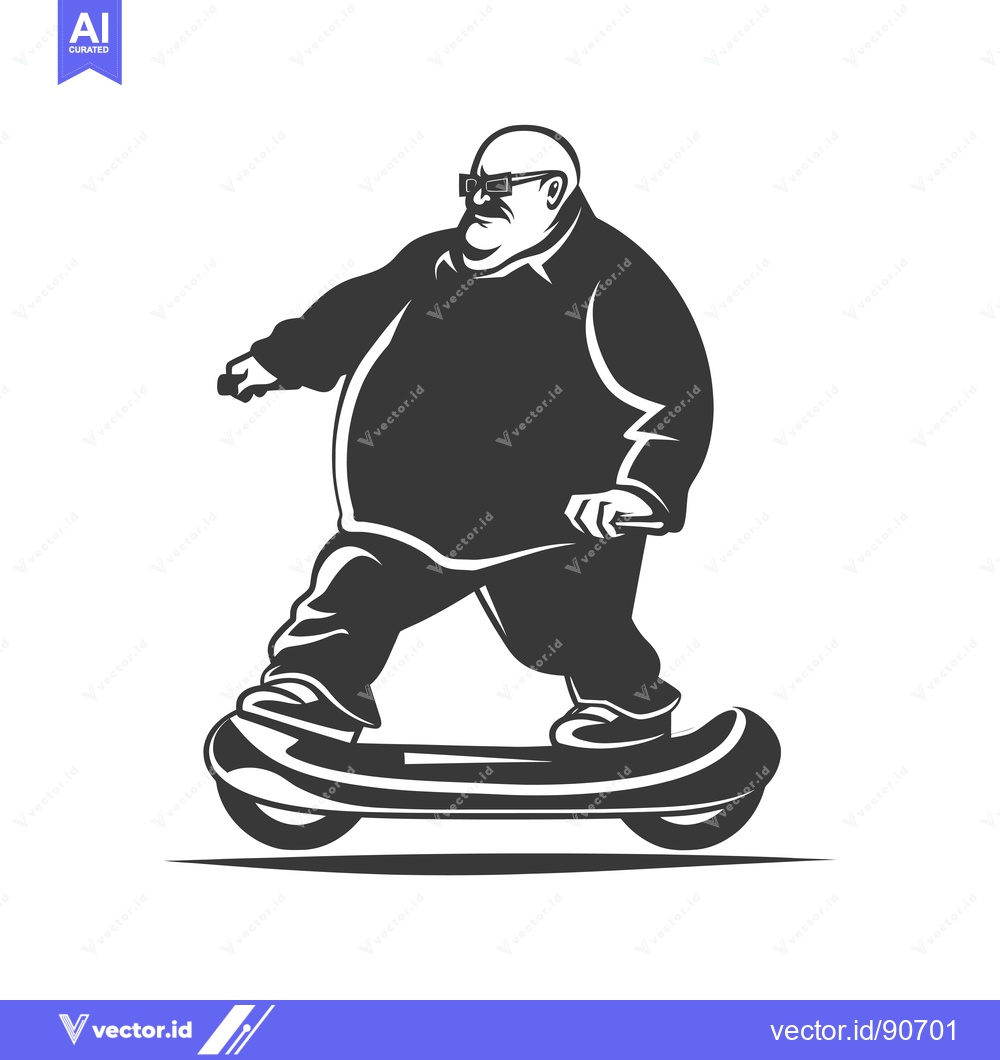 Premium Vector dari Overweight Man Riding a Futuristic Hoverboard