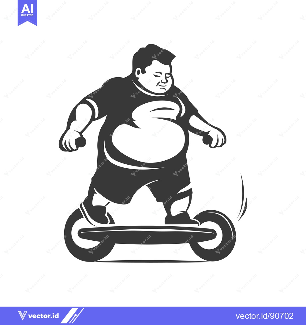 Premium Vector dari Overweight Man Riding a Hoverboard
